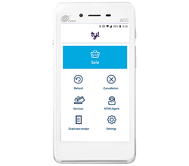 Image of a small card reader with icons