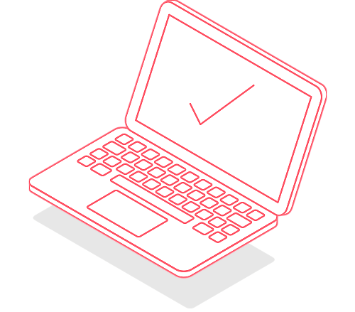 Image of a laptop with a tick on the screen
